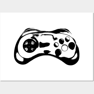 Black Vector Illustration of Video Game Controller Posters and Art